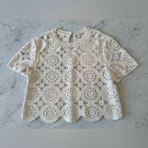 Abercrombie & Fitch Women's Cream White Crochet Scalloped Top Size XS